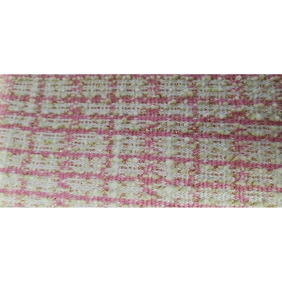 WAYF Blazer M Calling Elle Woods Boucle Check Pearl Rhinestone Button Pink/Gold - Picture 8 of 11